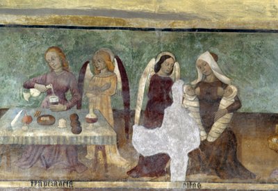 Allegorical Scene, detail from the cycle depicting the Cavalcade of Vices and Virtues, ca 1490, by Bartolomeo Serra and Sebastiano Serra, fresco, St Stephen