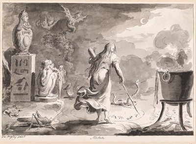 Medea. A Woman with Her Back Turned, Among Reptiles, Half-Creatures, a Witch
