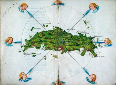 Isolario, in verse, with coloured drawings and a chart of the eastern Mediterranean on vellum by Bartolomeo da li Sonetti