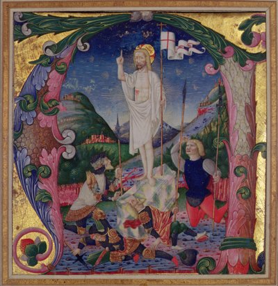Historiated Initial A Depicting the Resurrection of Christ by Bartolomeo de Rigossi da Gallarate attr. to Bartolomeo de Rigossi da Gallarate attr. to
