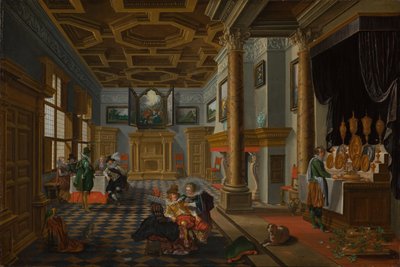 Renaissance Interior with Banqueters, circa 1618-1622 by Bartolomeus van Bassen