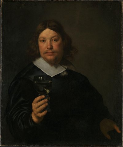 Man holding a Glass of Wine by Bartolomeus van der Helst