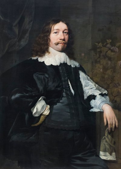Portrait of a Man in Black Holding a Glove by Bartolomeus van der Helst