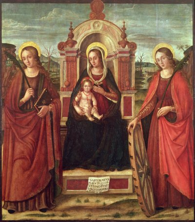 Madonna and Child Enthroned with St. Catherine of Alexandria and a Holy Female Martyr by Bartolommeo de Gentile de Urbino