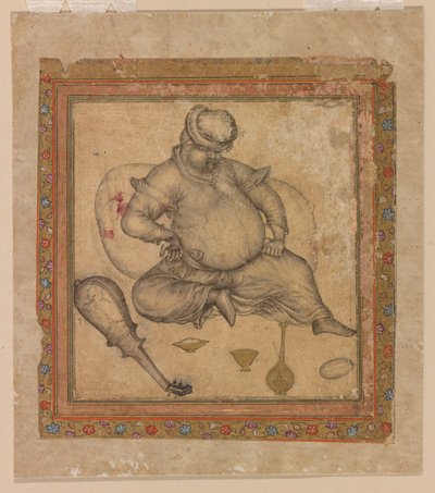 Drunk European Seated on Ground by Basawan Basawan