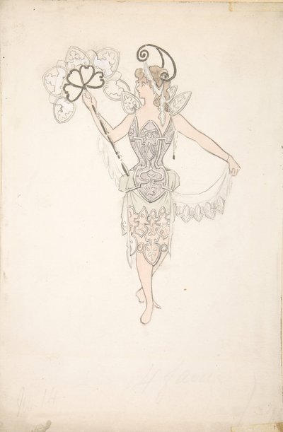 Costume Design for Lady with a Fan, 1890-99 by Basil Crage