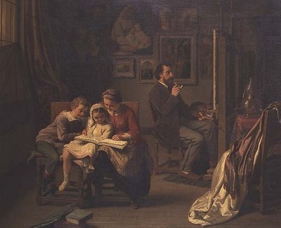The Artist with His Children in His Studio by Basile de Loose