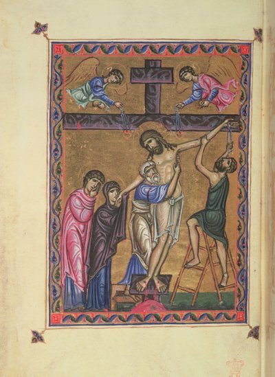 The Descent from the Cross, from the Psalter of Queen Melisende by Basilius Basilius