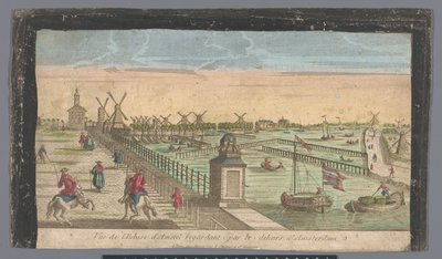 View of the Hogesluis towards the Buiten-Amstel, the Amsteldijk, and the Mills at the Zaagmolensloot in Amsterdam by Basset