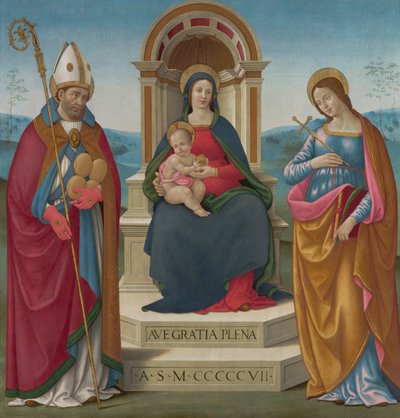 Madonna and Child with St Justus of Volterra and St Margaret of Antioch by Bastiano Mainardi
