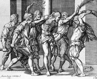 The Flagellation of Christ, Engraved by Martin Rota by Battista (after) Franco