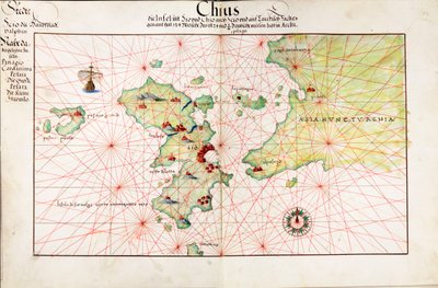 Chart of Chius (Chios, Greece) by Battista Agnese