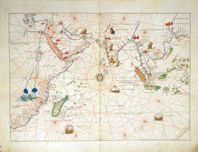 The Indian Ocean and part of Asia and Africa, from Atlas of the World in thirty-three Maps by Battista Agnese