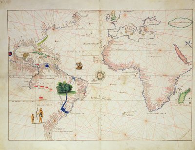 The New World, from an Atlas of the World in 33 Maps, Venice, 1st September 1553 by Battista Agnese