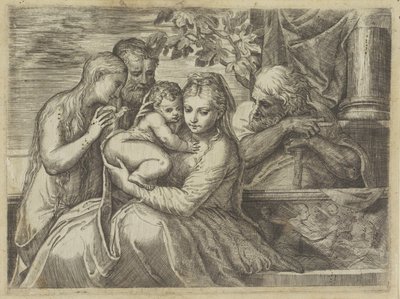 Holy Family with Saints by Battista Angolo del Moro (attributed to)