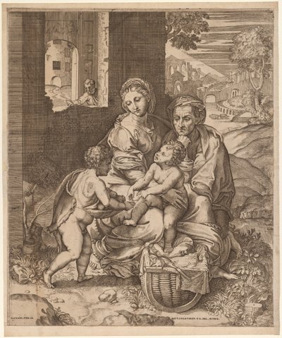The Holy Family (La Perla) (after Raphael) by Battista Angolo del Moro