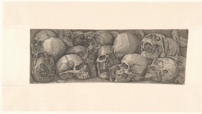 Human Skulls Viewed from Different Angles and Grouped as a Frieze by Battista Franco (attributed to)
