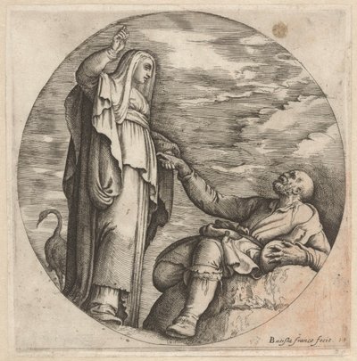 Religion Comforts a Poor Old Man by Battista Franco