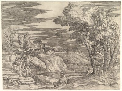 Landscape with a Horseman and His Groom by Battista Franco Veneziano