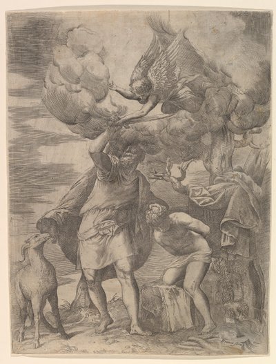 The Angel Staying the Arm of Abraham, after 1552 by Battista Franco Veneziano