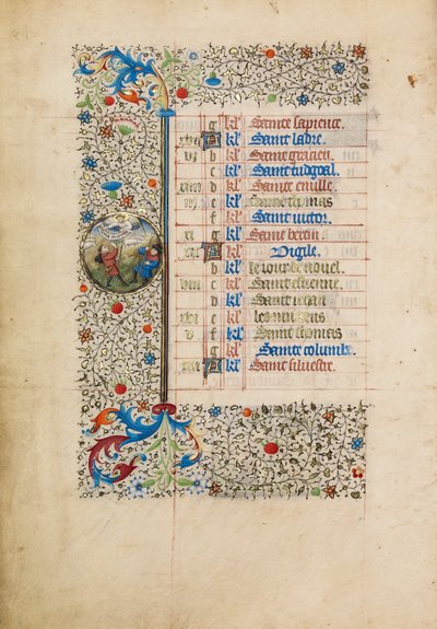 December Calendar Page; The Annunciation to the Shepherds by Bedford Master