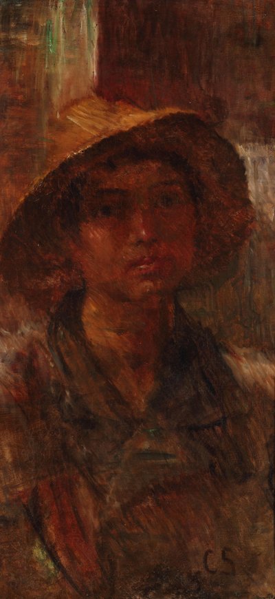 Young Man with Straw Hat by Bela Cikos Sesija