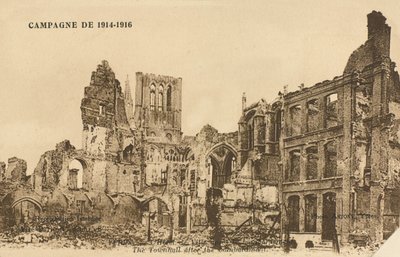Hotel de Ville after the bombardment, Ypres, 1915 by Belgian Photographer