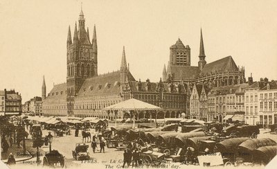 The Grand Place on Market Day, Ypres, Belgium by Belgian Photographer