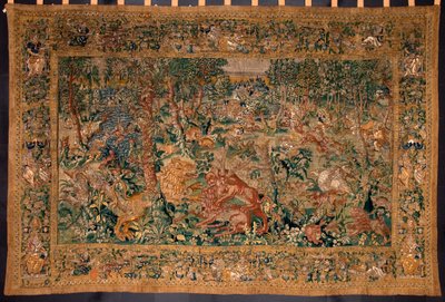 Hunting scene. Tapestry made in the manufactures of Brussels by Belgian School