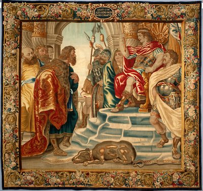 King Alexander the Great received a delegation from Athens. Tapestry made in the manufactures of Brussels. 16th century Genes, Musei di Strada Nuova by Belgian School