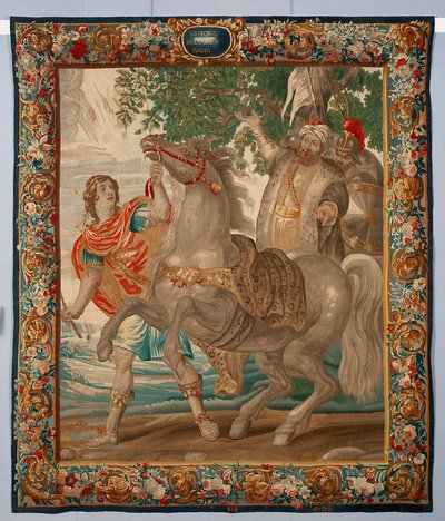 King Alexander the Great tames the horse Bucephale. Tapestry made in the manufactures of Brussels. 16th century Genes, Musei di Strada Nuova by Belgian School