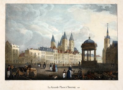 La Grande Place a Tournay by Belgian School
