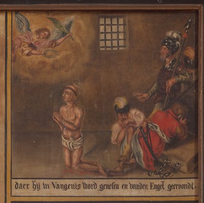 Maarke. Chapel (Sint-Vincentiuskapel). interior. Painting. The martyr of Saint Vincent. 19th century. (detail) by Belgian School