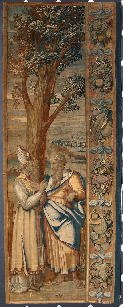 Moses and Jethro. Tapestry by Dionys Martensz after the cartoons of Luca Cambiaso (1527-1584) and made in the manufactures of Brussels 1561-1564 by Belgian School
