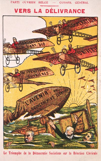 Poster advertising the Parti Ouvrier Belge (Belgian Workers Party) pre 1914 by Belgian School