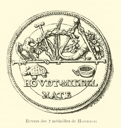 Reverse of the two medals of Houwaert by Belgian School