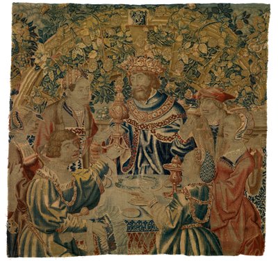 Tapestry, Banquet with King in an Arcade by Belgian School