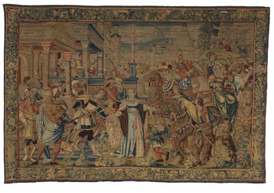 Tapestry, Solomon and the Queen of Sheba, Made in Brussels, Belgium by Belgian School