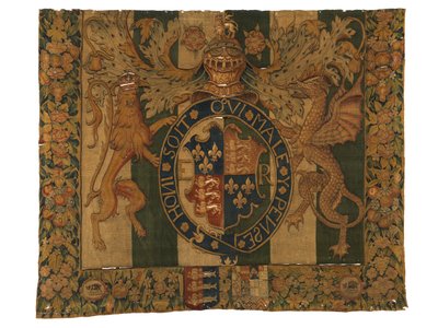 Tapestry with the Royal Arms of Edward VI and Arms of le Grys by Belgian School