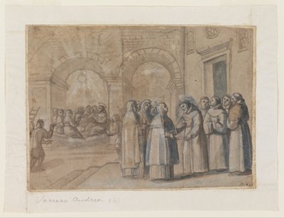 Meeting of Saints Francis and Clara by Belisario Corenzio
