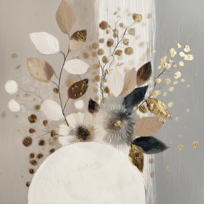 Golden Abstract Floral by Bella Eve