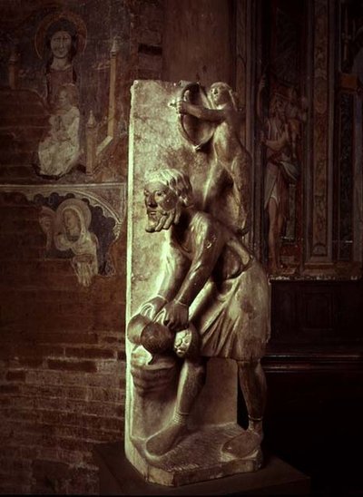 Pulling Turnips: November from a statuary calendar of the Labours of the Months by Benedetto Antelami