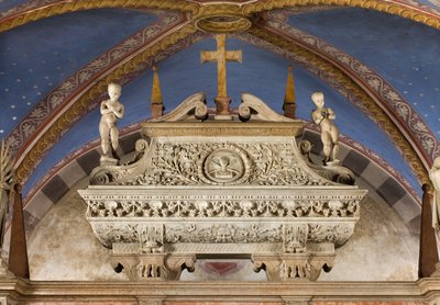 Crypt, Ark of Saints Marcellinus and Peter Exorcist, Sarcophagus with statues of St. Marcelino and St. Peter Exorcist by Benedetto Briosco