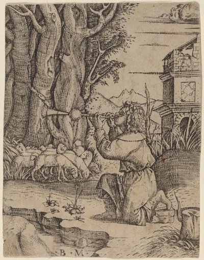 Shepherd with a Platerspiel by Benedetto Montagna