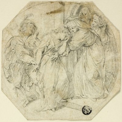 Swooning Woman at the Door of a Nunnery, Supported by Nun and Young Man by Benedetto Pastorini