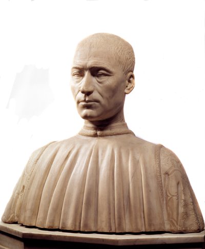 Bust of Philippe Strozzi (or Filippo) (1489-1538), Italian Condottiere and Politician. Marble Sculpture by Benedetto da Maiano (1442-1497). 15th Century. Paris, Louvre Museum. by Benedetto da Maiano