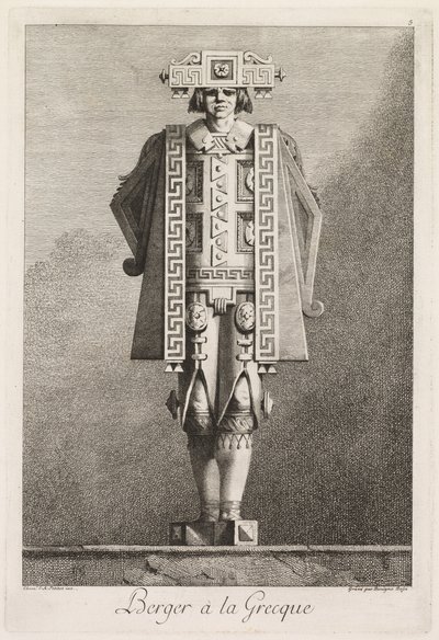 Masquerade à la Grecque: Shepherd à la Grecque Plate 5, 1771 by Benigno Bossi