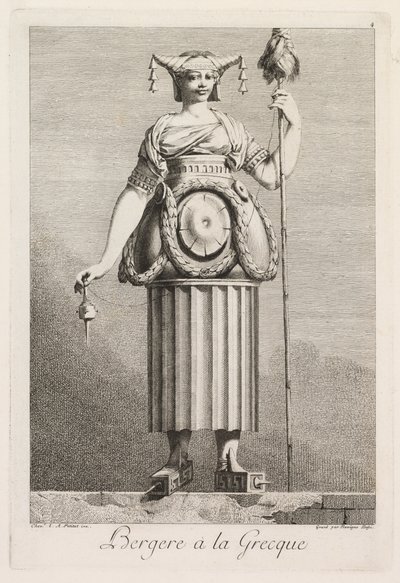 Mascarade à la Grecque: Bergère à la Grecque Plate 4, 1771 by Benigno Bossi