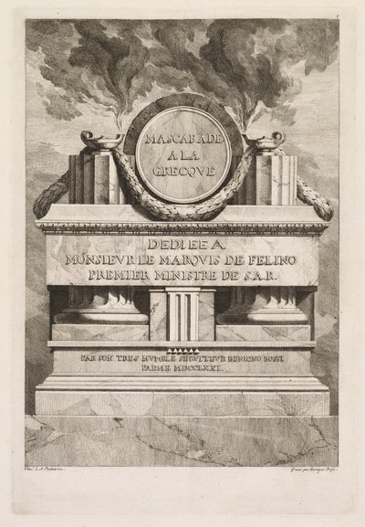 Masquerade in the Greek Style: Dedication Page by Benigno Bossi