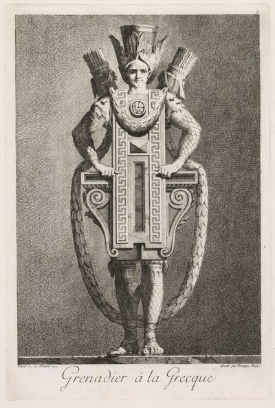 Masquerade in the Greek Style: Grenadier in the Greek Style (Plate 3) by Benigno Bossi